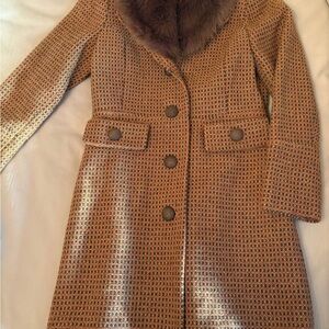 Elegant Brown Patterned Women's Coat